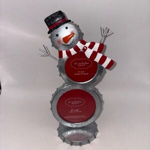 St. Nicholas Square Silver Snowman Frame with Red & White Scarf